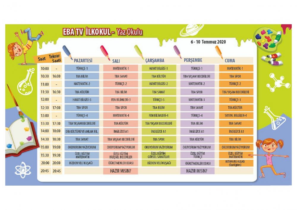 EBA TV 8 Temmuz Çarşamba lise ders programı