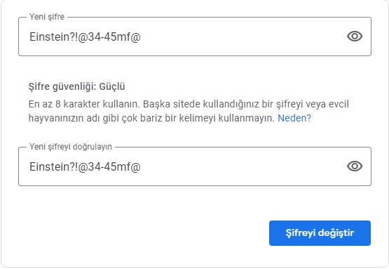 gmail şifre değiştirme