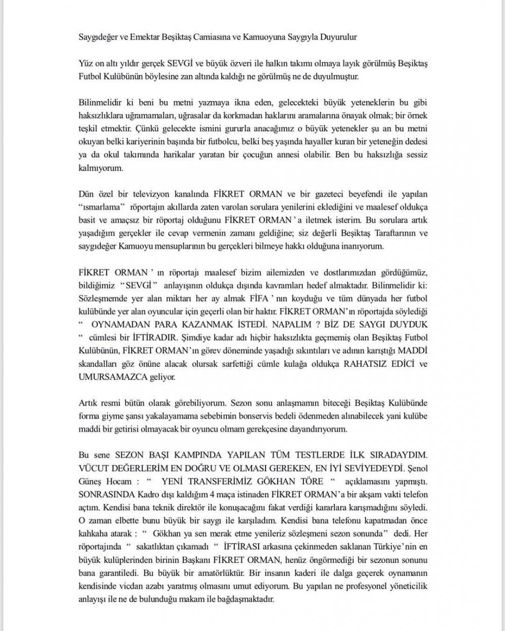 gökhan töe beşiktaş ayrılık