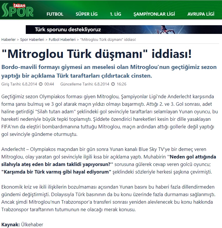 mitroglou türk düşmanı mı