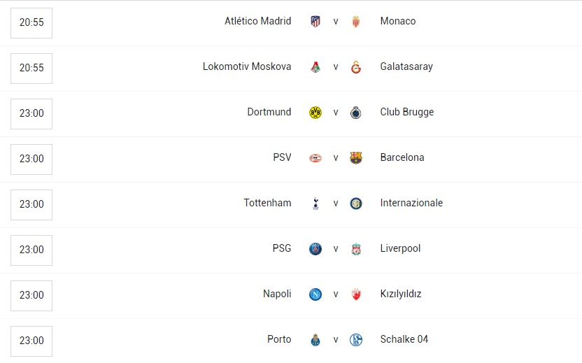 28 kasım şampiyonlar ligi fikstürü