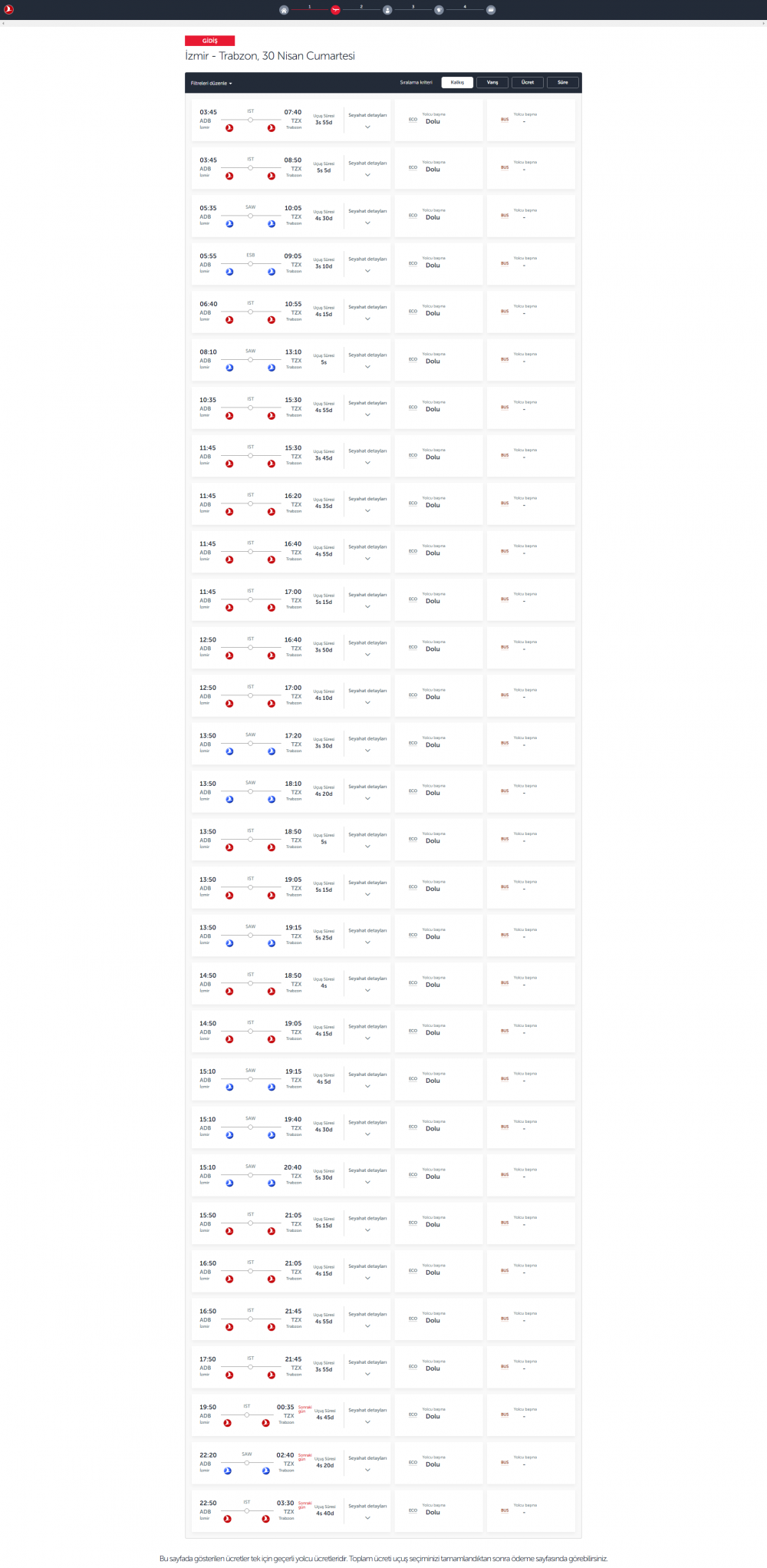 trabzon 30 nisan uçak bileti