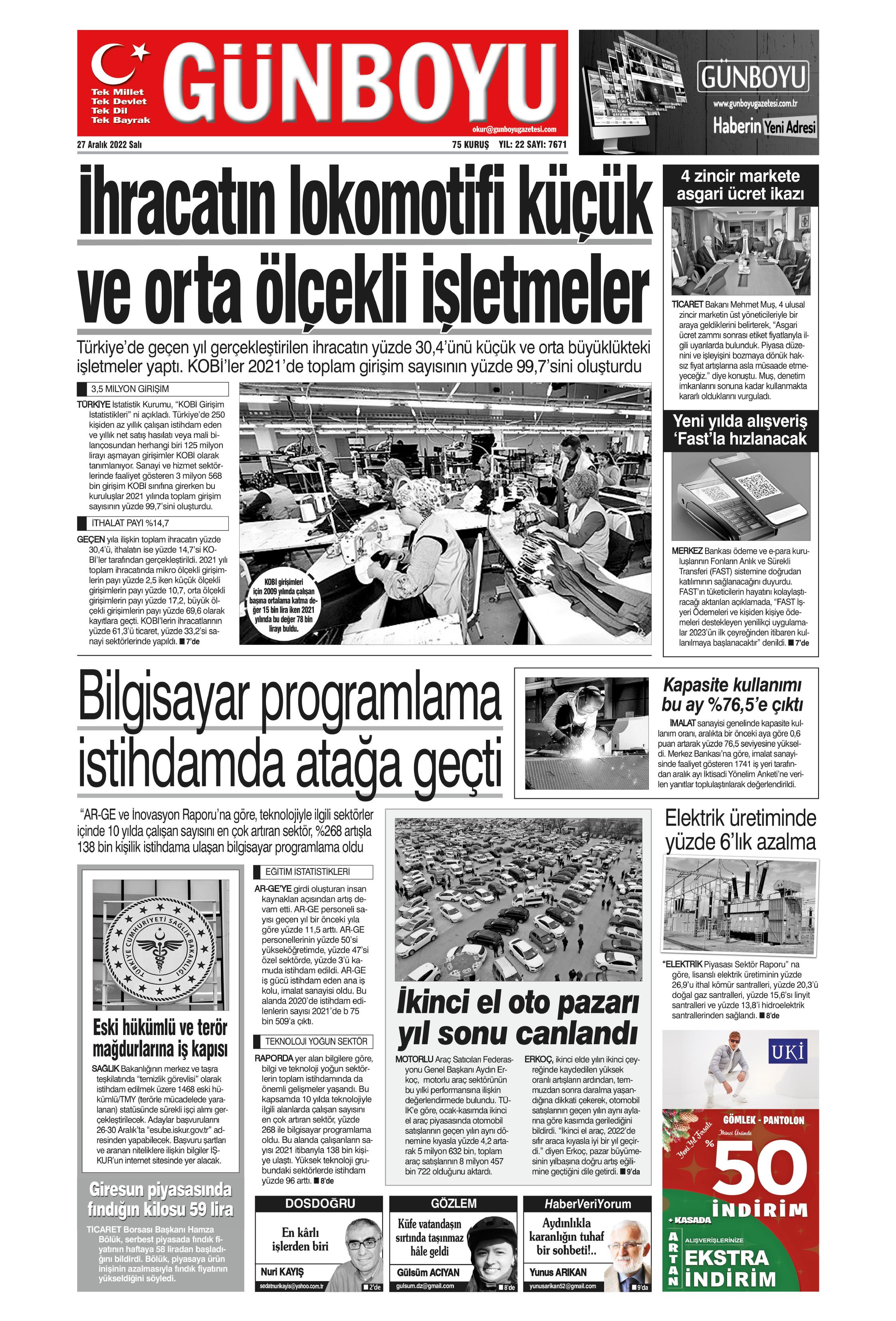 Günboyu 27 Aralık Salı