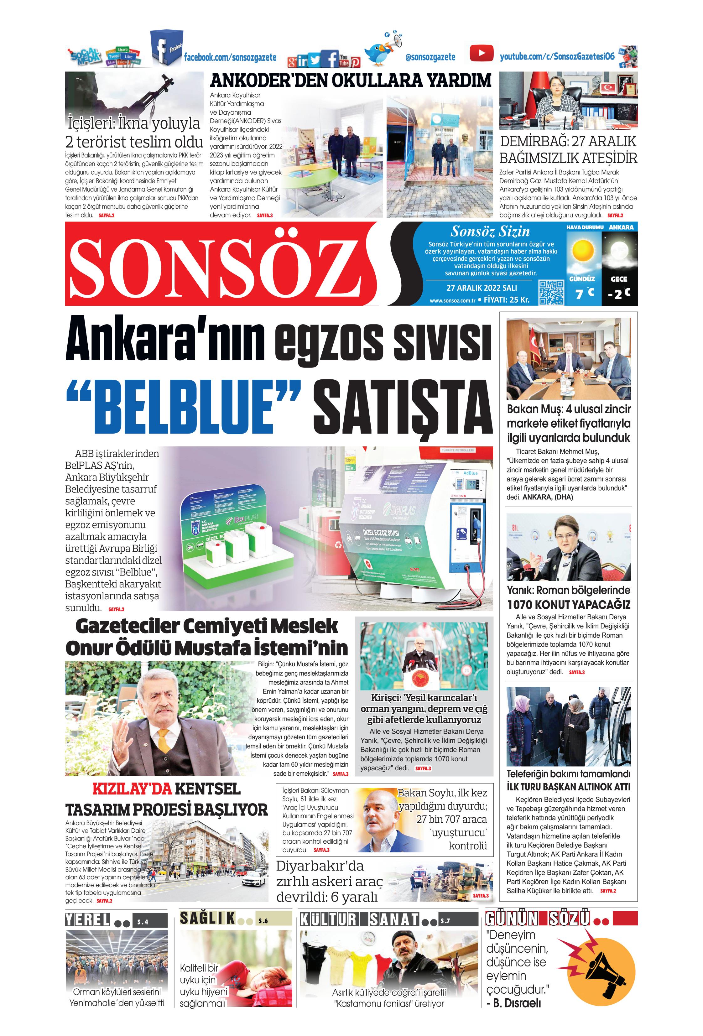 Sonsöz 27 Aralık Salı