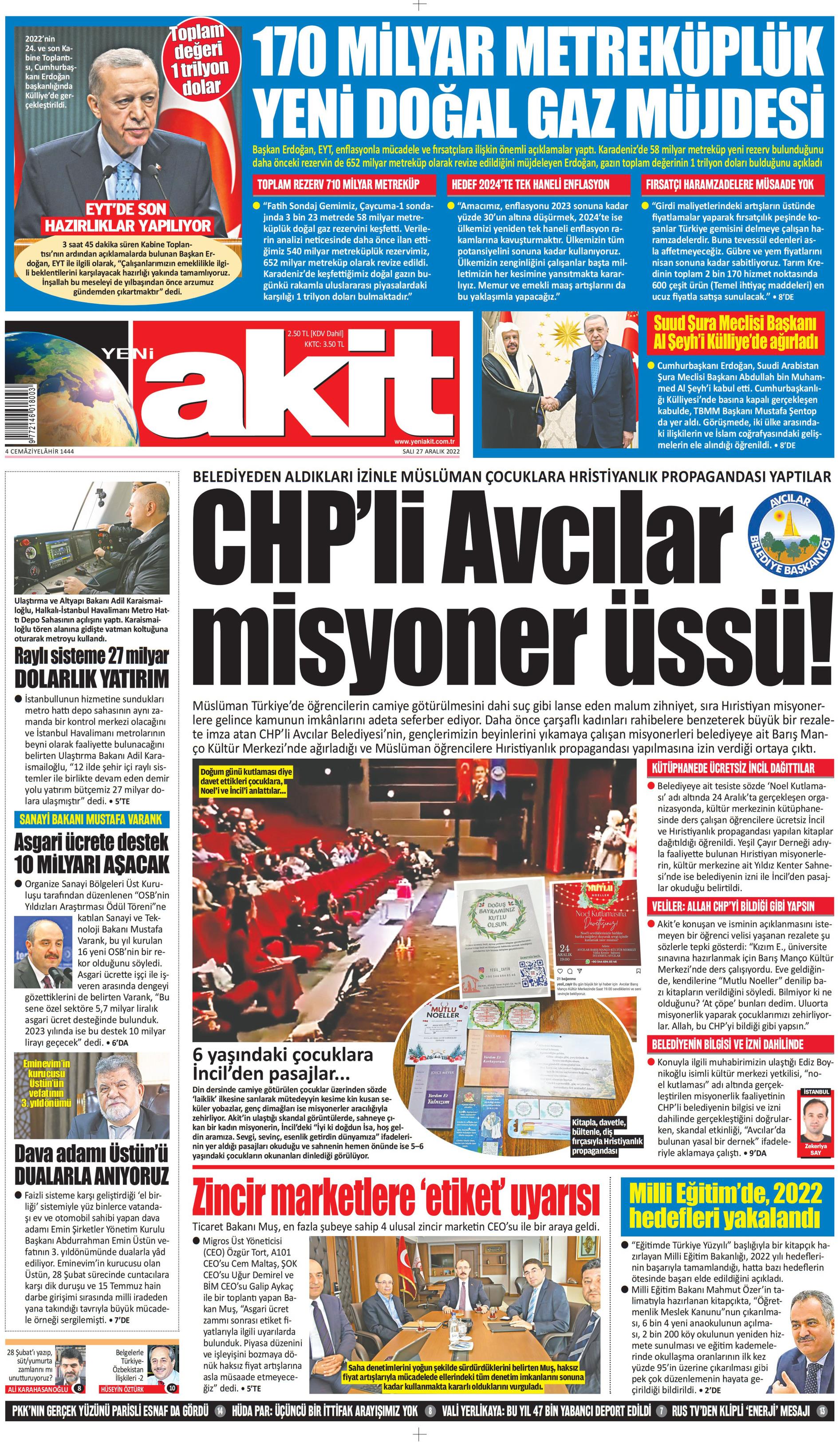 Yeni Akit 27 Aralık Salı