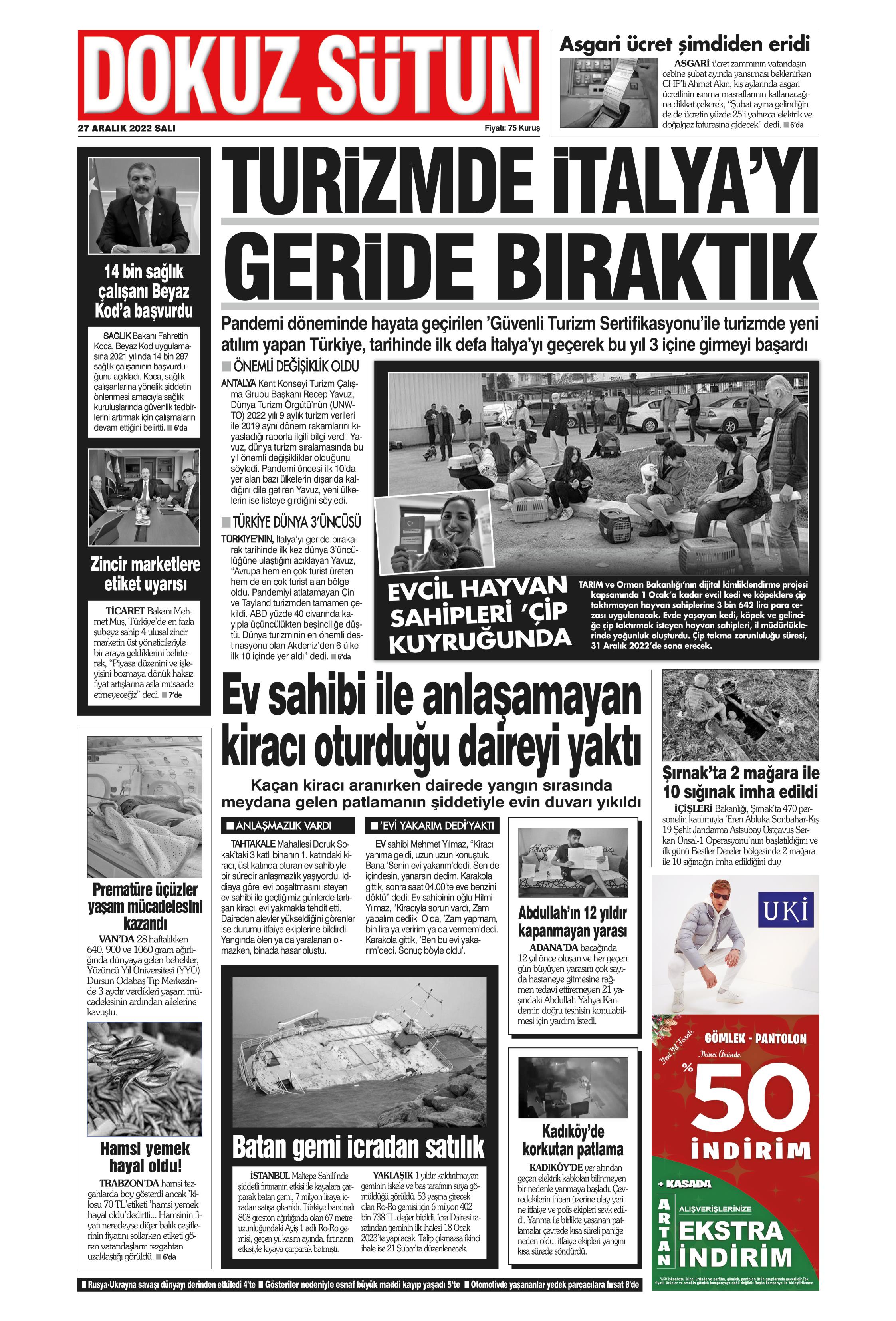 DokuzSütun 27 Aralık Salı