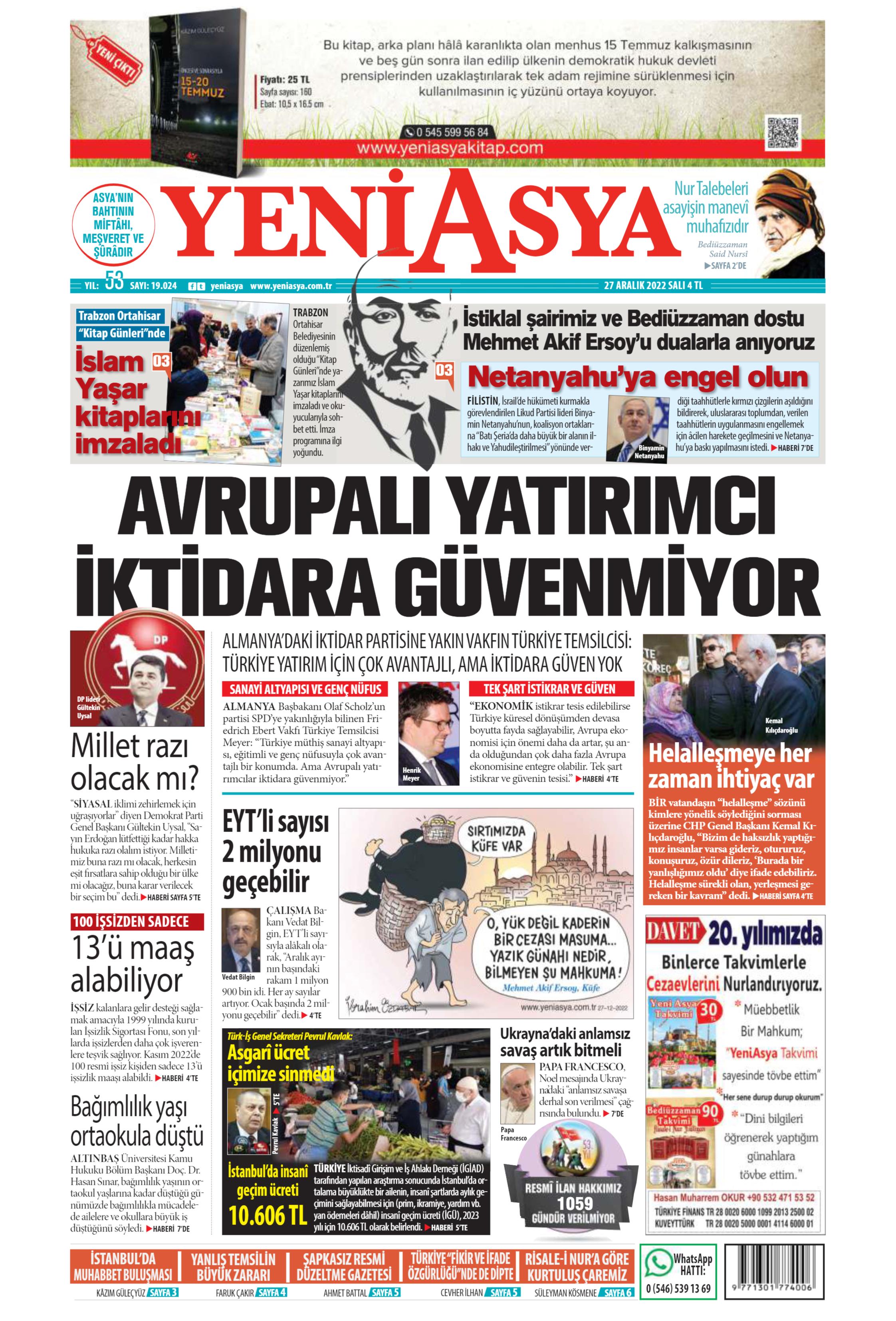 Yeni Asya 27 Aralık Salı