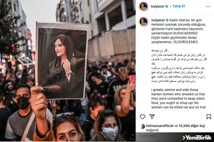 Hülya Avşar'dan İranlı kadınlara 3 dilde destek