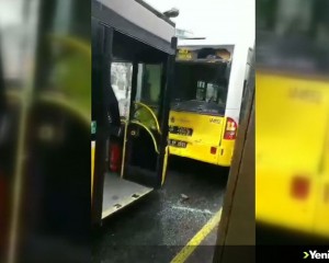Esenyurt'ta iki metrobüsün karıştığı kaza hasara yol açtı