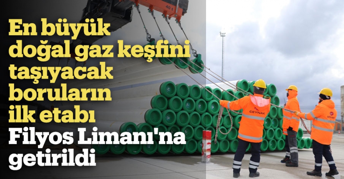 En büyük doğal gaz keşfini taşıyacak boruların ilk etabı Filyos Limanı'na getirildi
