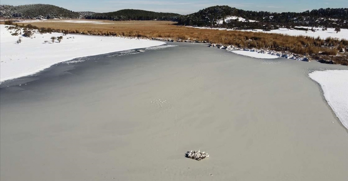 Denizli'deki Yayla Gölü buz tuttu