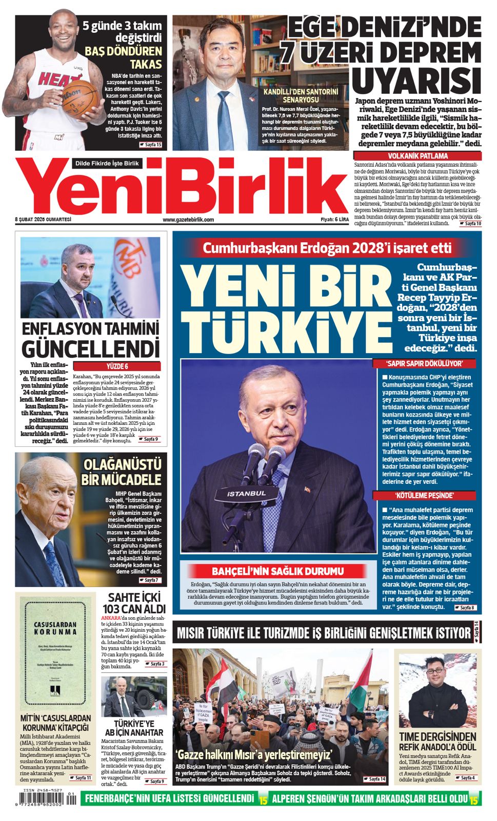 https://www.gazetebirlik.com/Yeni Birlik Gazetesi | 8 Şubat 2025