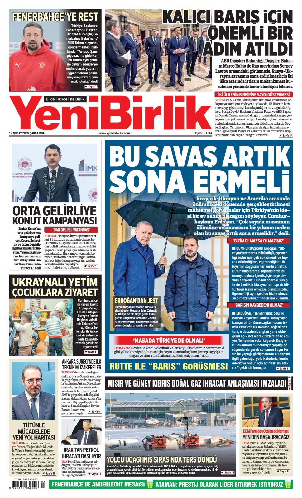 https://www.gazetebirlik.com/Yeni Birlik Gazetesi | 19 Şubat 2025