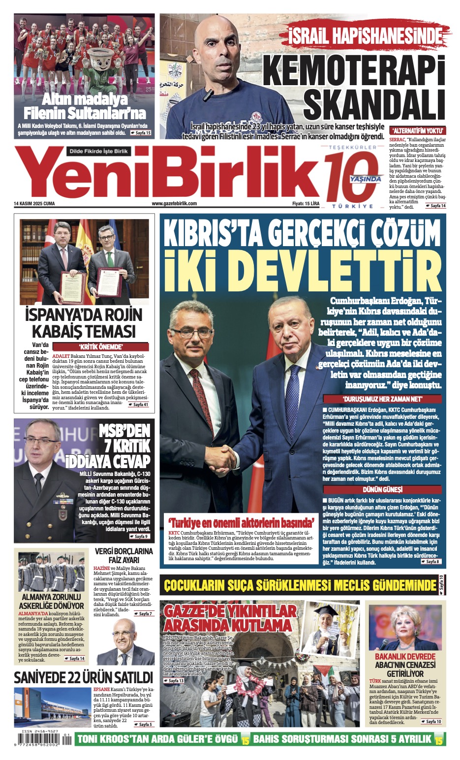 https://www.gazetebirlik.com/Yeni Birlik Gazetesi | 14 Kasım 2025