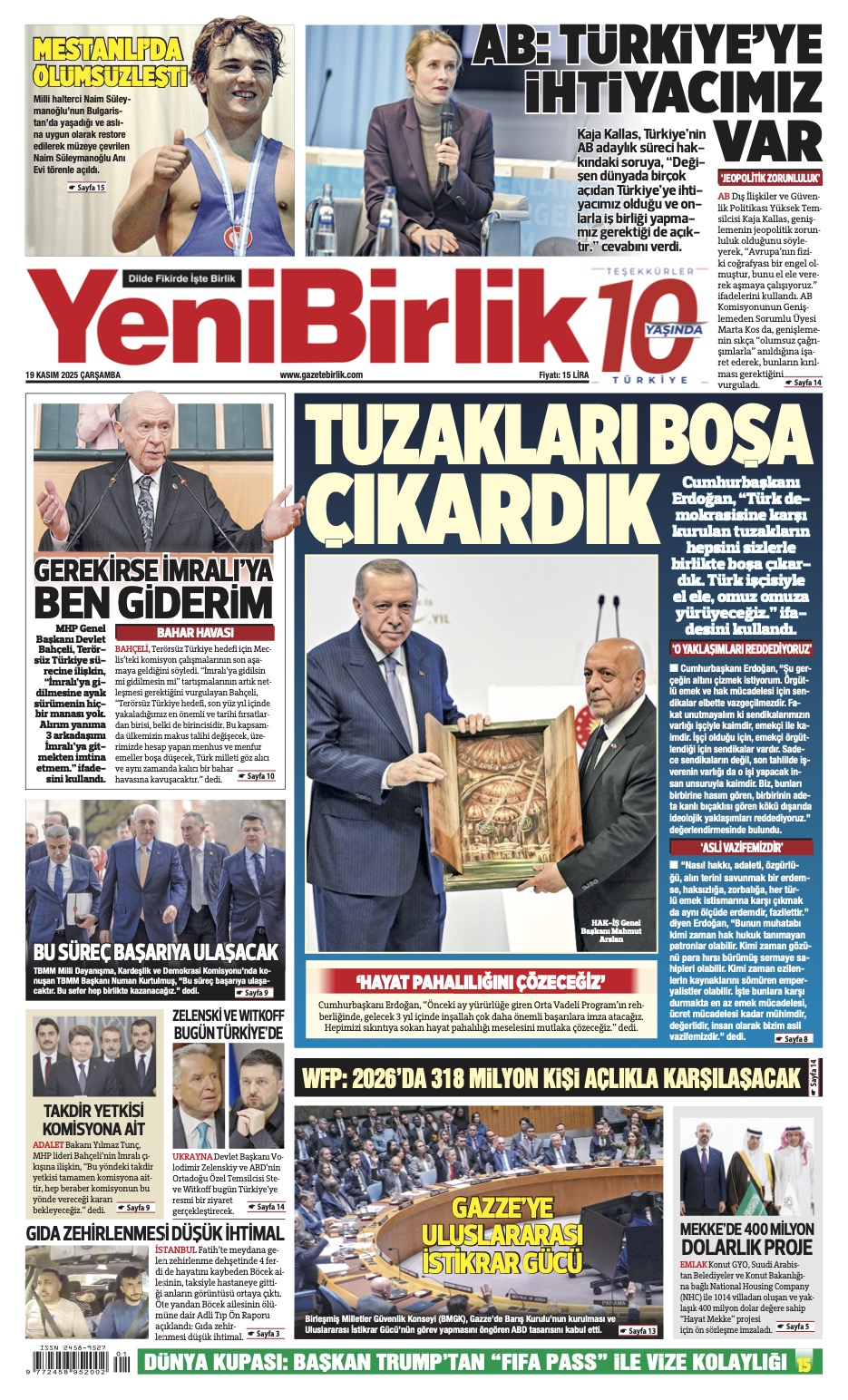 https://www.gazetebirlik.com/Yeni Birlik Gazetesi | 19 Kasım 2025