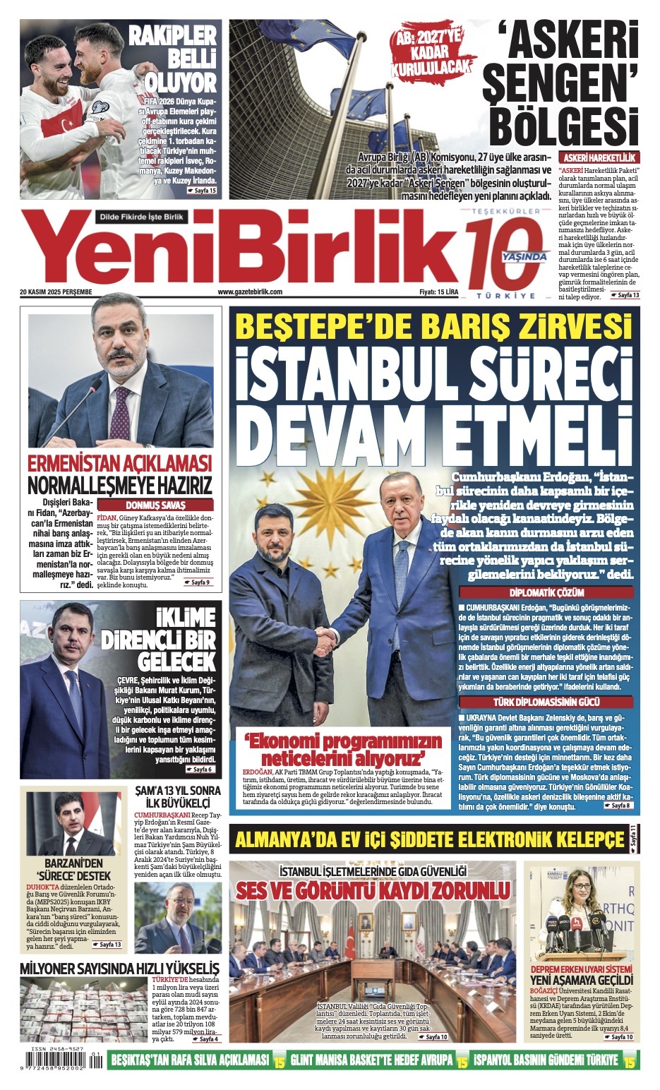 https://www.gazetebirlik.com/Yeni Birlik Gazetesi | 20 Kasım 2025