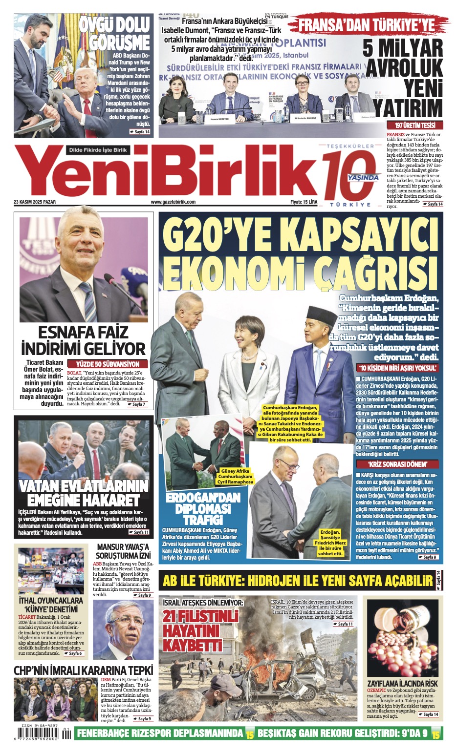 https://www.gazetebirlik.com/Yeni Birlik Gazetesi | 23 Kasım 2025