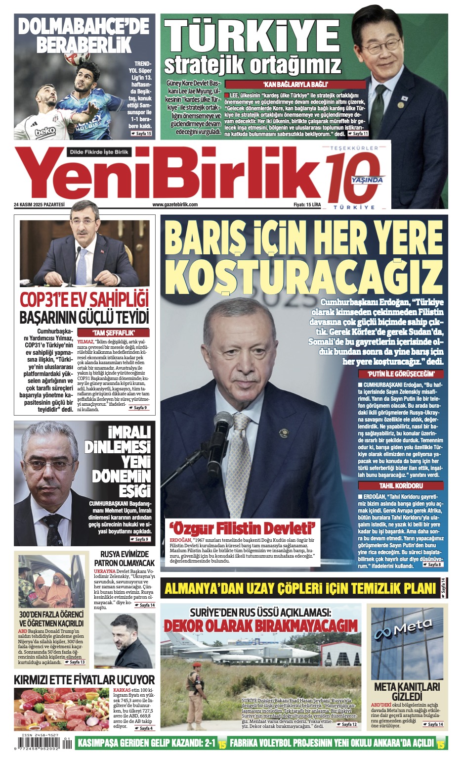 https://www.gazetebirlik.com/Yeni Birlik Gazetesi | 24 Kasım 2025