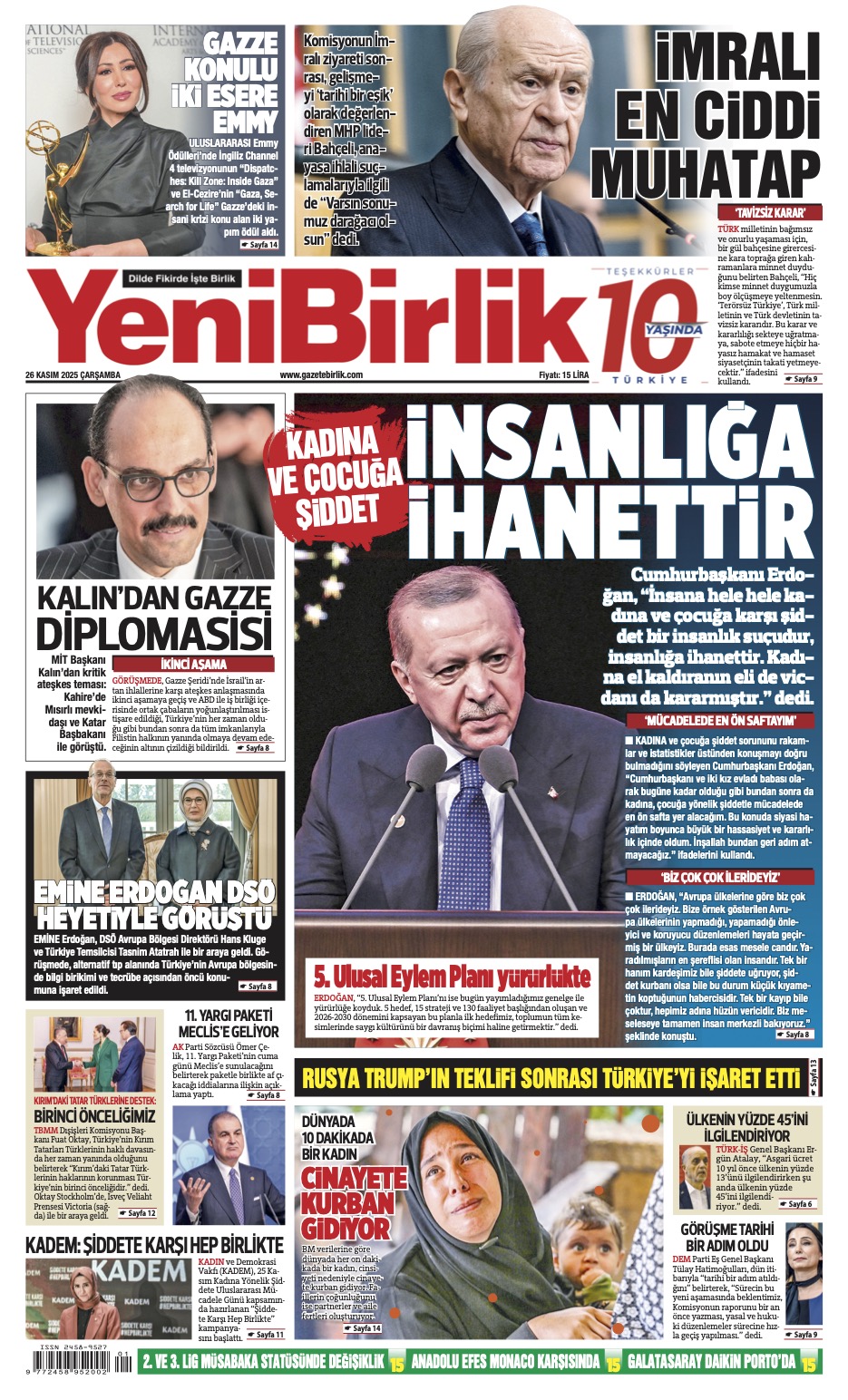 https://www.gazetebirlik.com/Yeni Birlik Gazetesi | 26 Kasım 2025
