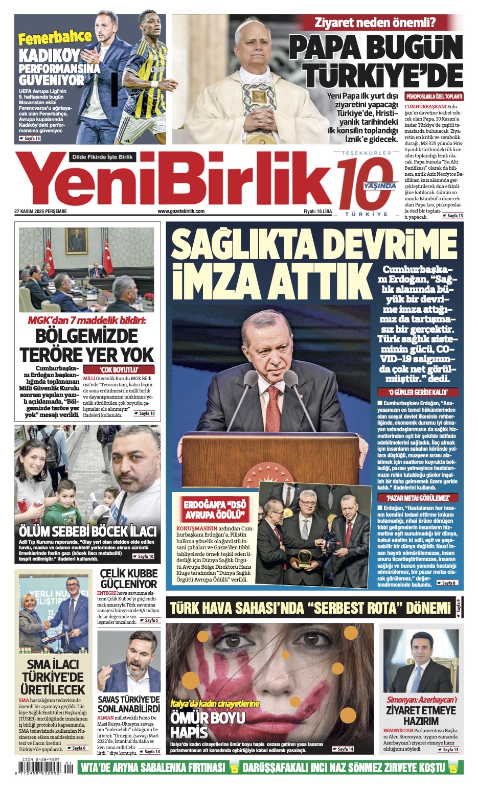 https://www.gazetebirlik.com/Yeni Birlik Gazetesi | 27 Kasım 2025
