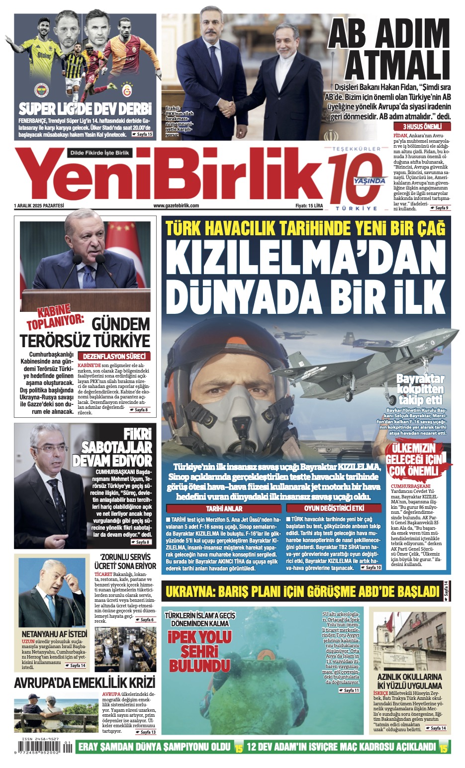 https://www.gazetebirlik.com/Yeni Birlik Gazetesi | 1 Aralık 2025