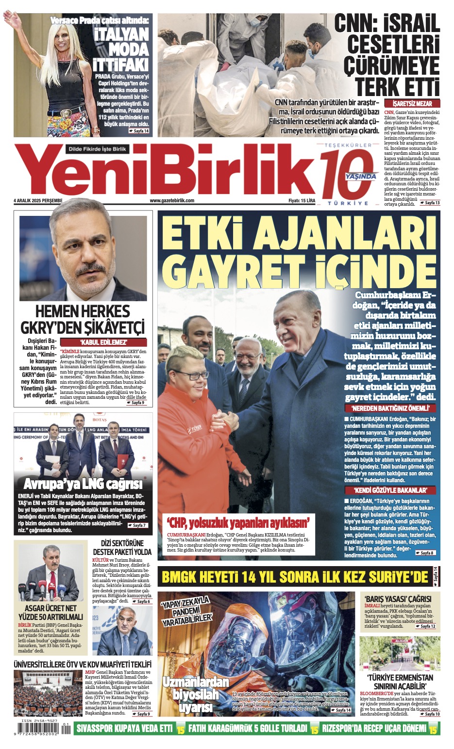 https://www.gazetebirlik.com/Yeni Birlik Gazetesi | 4 Aralık 2025