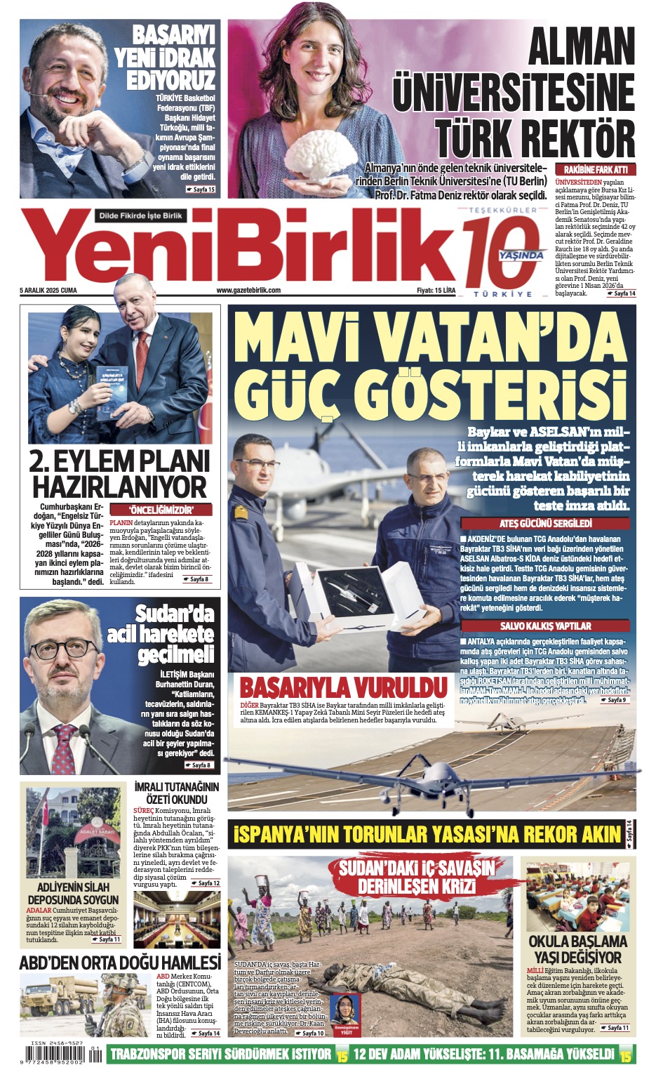 https://www.gazetebirlik.com/Yeni Birlik Gazetesi | 5 Aralık 2025