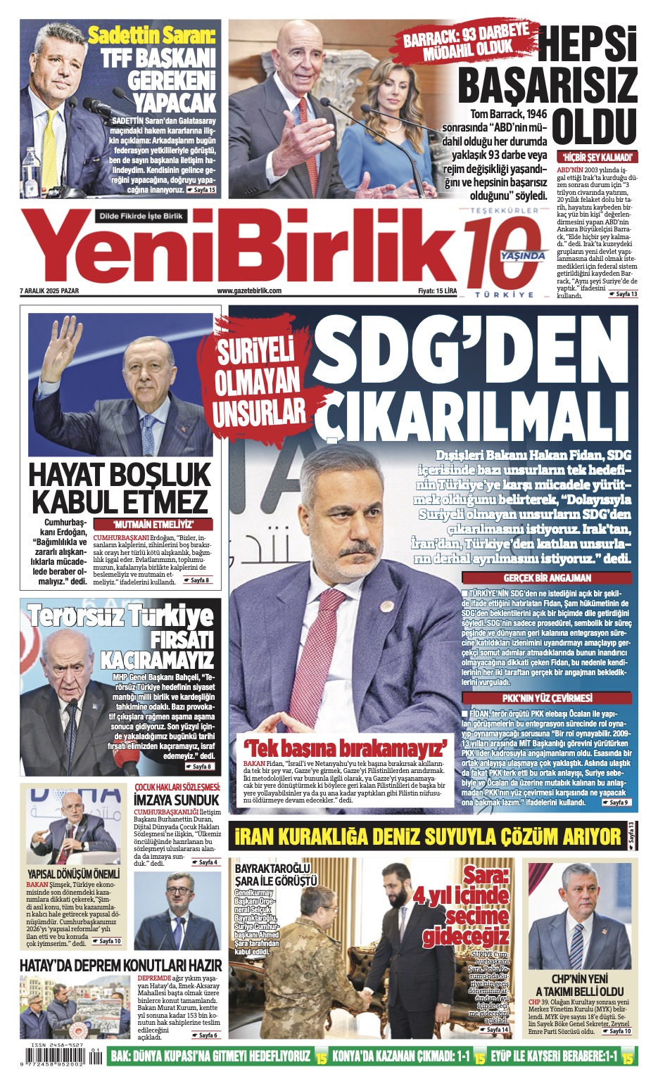 https://www.gazetebirlik.com/Yeni Birlik Gazetesi | 7 Aralık 2025