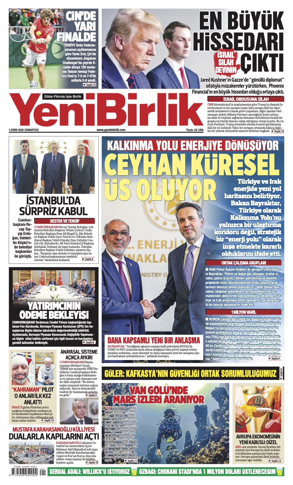 https://www.gazetebirlik.com/Yeni Birlik Gazetesi | 3 Ekim 2026