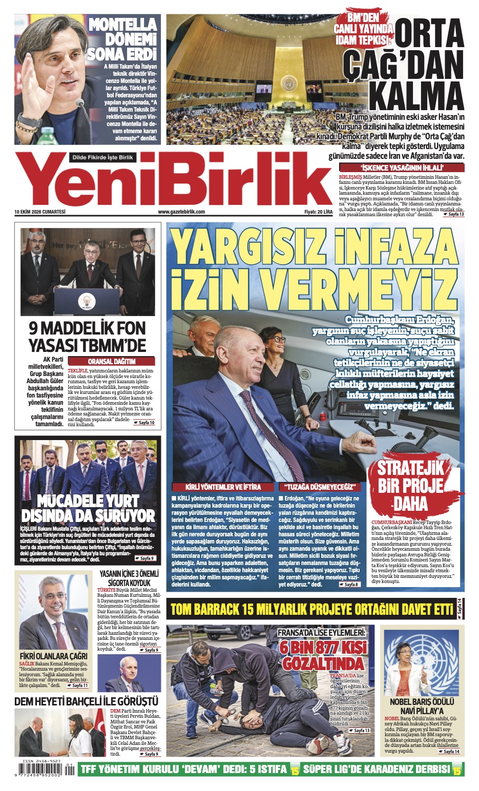 https://www.gazetebirlik.com/Yeni Birlik Gazetesi | 10 Ekim 2026