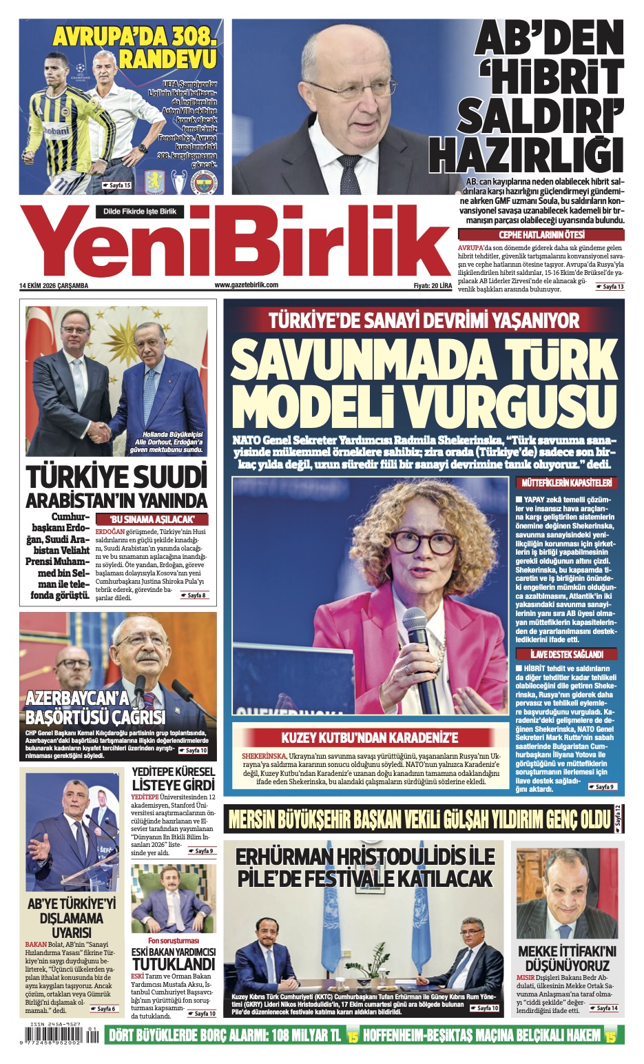 https://www.gazetebirlik.com/Yeni Birlik Gazetesi | 13 Ekim 2026