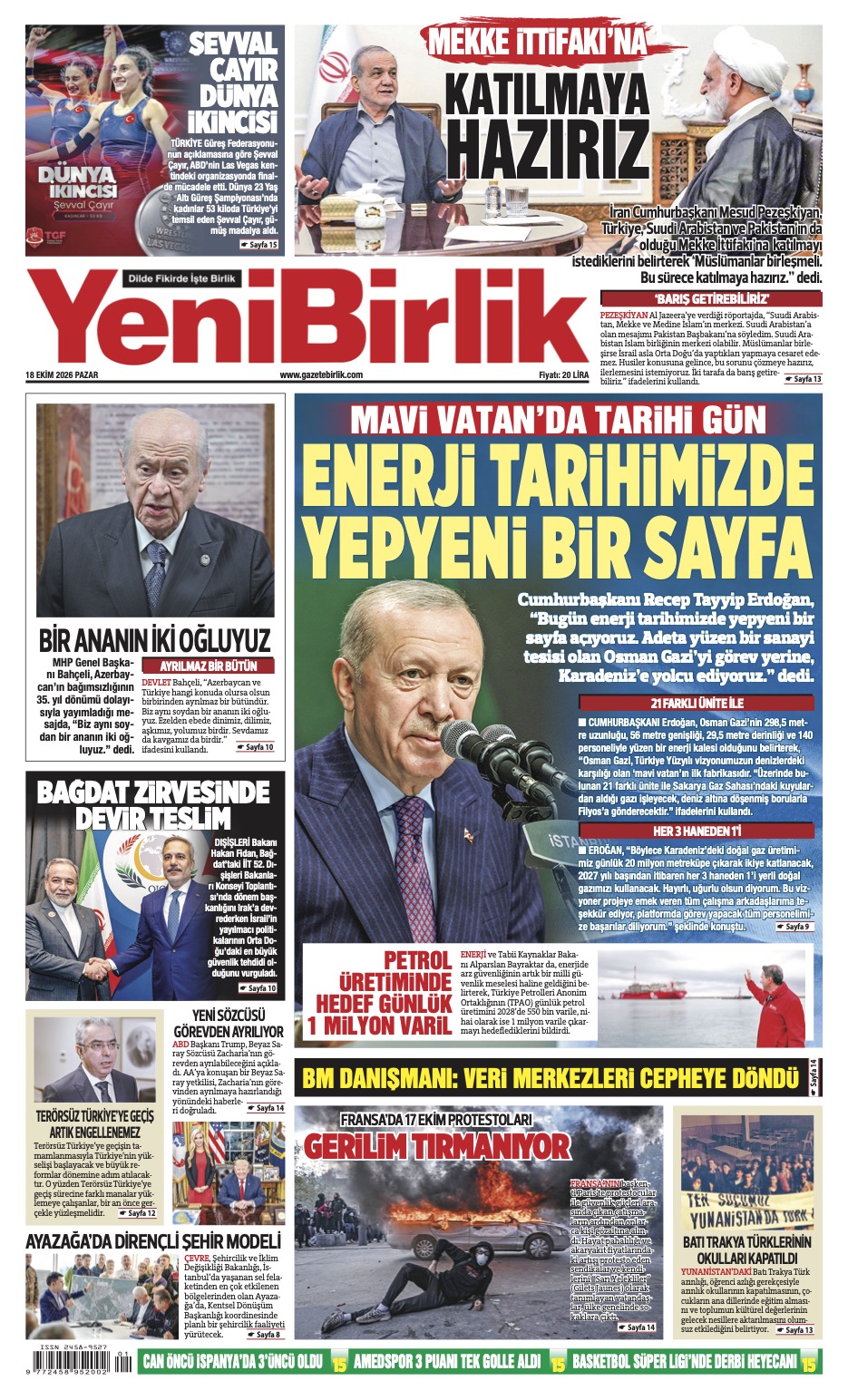 https://www.gazetebirlik.com/Yeni Birlik Gazetesi | 18 Ekim 2026