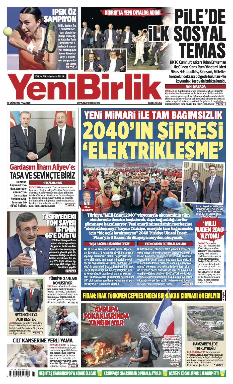 https://www.gazetebirlik.com/Yeni Birlik Gazetesi | 19 Ekim 2026