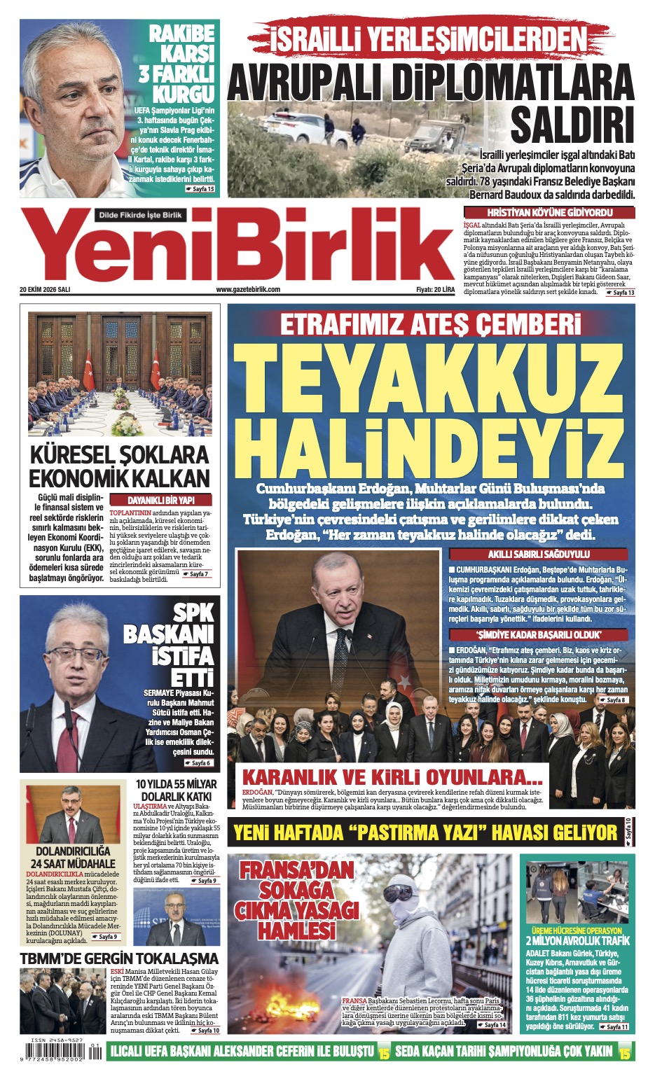 https://www.gazetebirlik.com/Yeni Birlik Gazetesi | 20 Ekim 2026