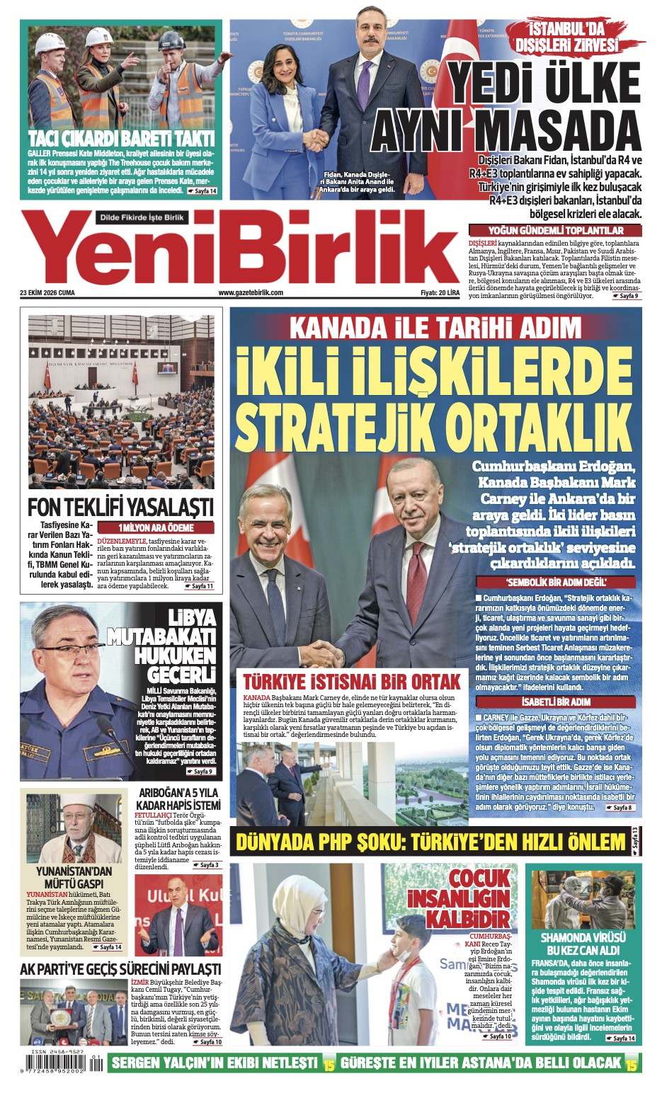 https://www.gazetebirlik.com/Yeni Birlik Gazetesi | 23 Ekim 2026