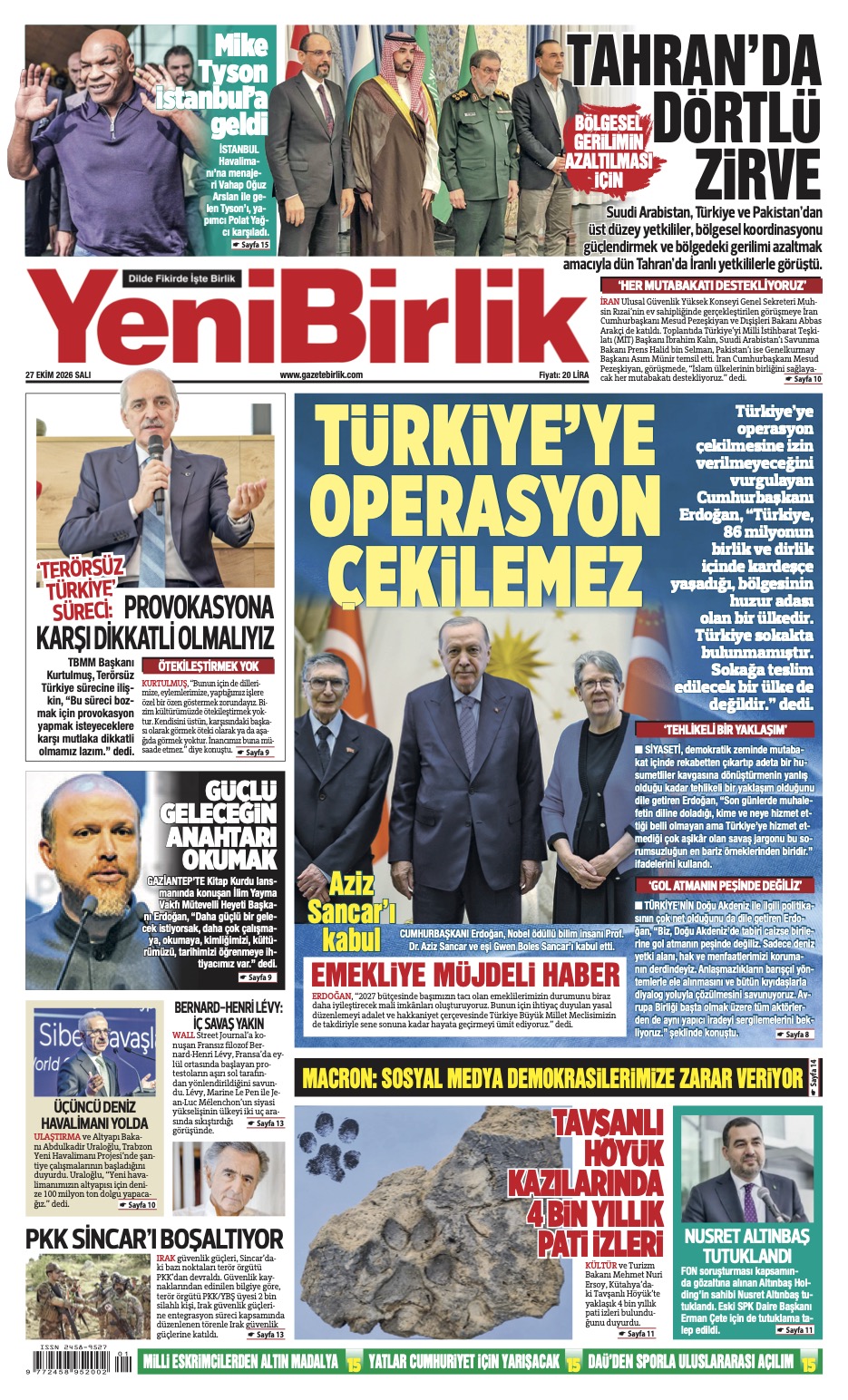 https://www.gazetebirlik.com/Yeni Birlik Gazetesi | 27 Ekim 2026