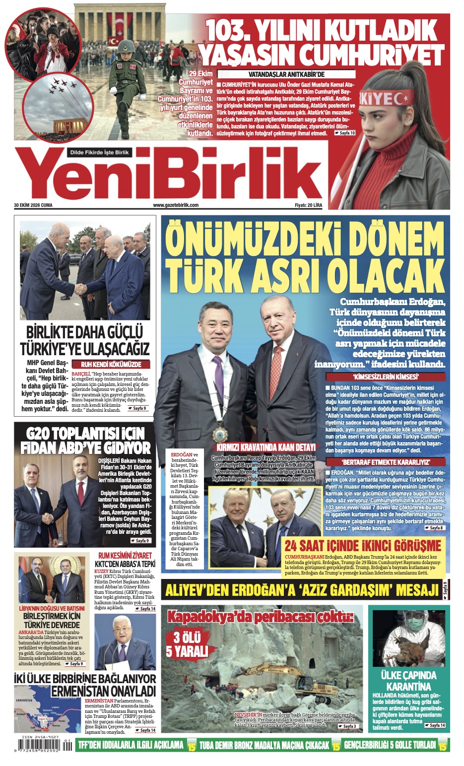 https://www.gazetebirlik.com/Yeni Birlik Gazetesi | 30 Ekim 2026