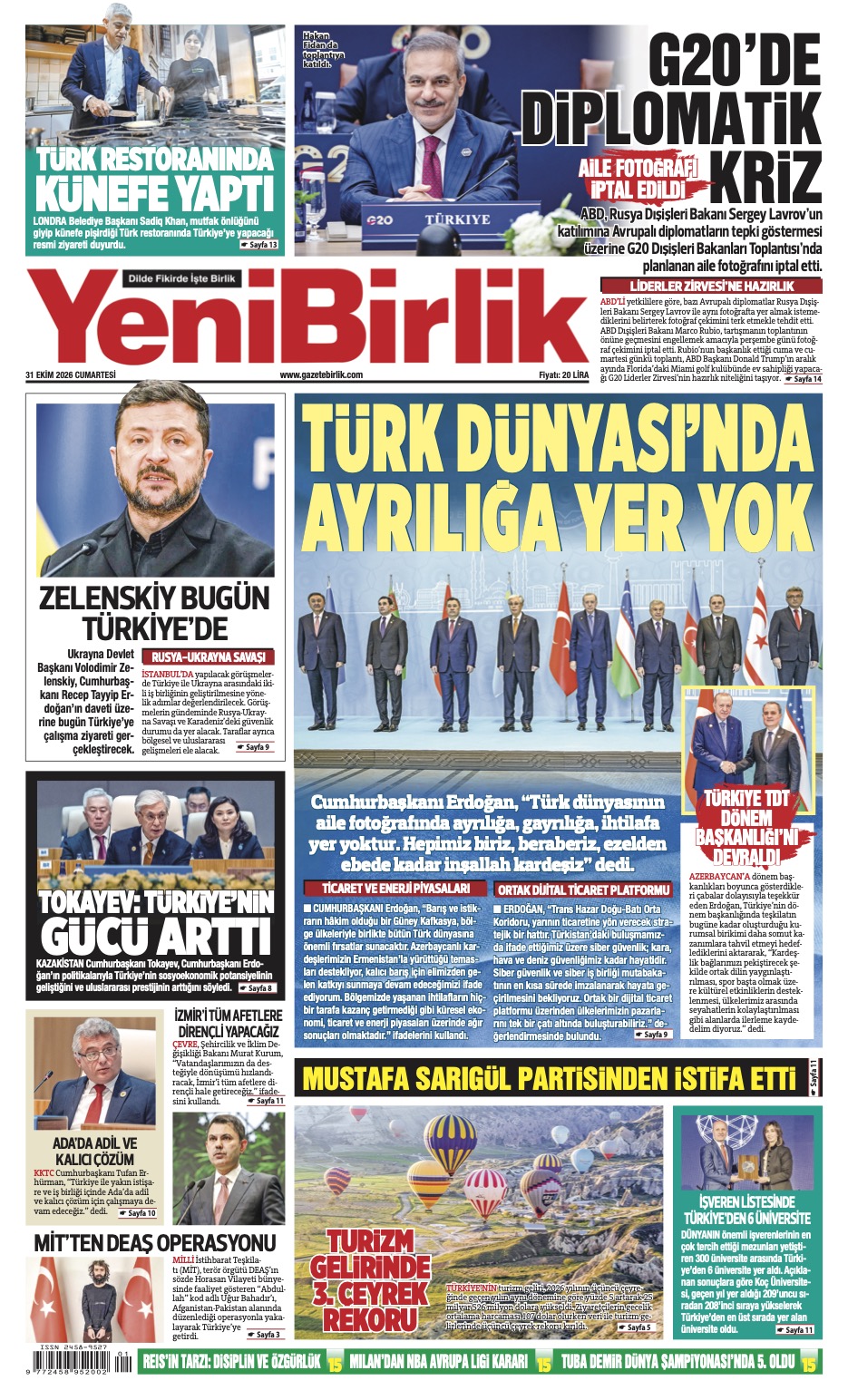 https://www.gazetebirlik.com/Yeni Birlik Gazetesi | 31 Ekim 2026