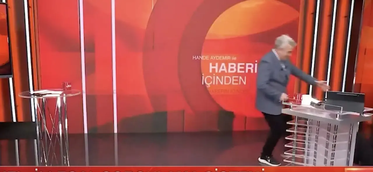 TV100’de Hande Aydemir Canlı Yayında Sandalyeden Düştü! Stüdyoda Kısa Süreli Panik Yaşandı 1