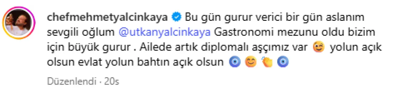 Mehmet Şef’in oğlu Utkan mezun oldu! Yalçınkaya mutfağında yeni dönem 2