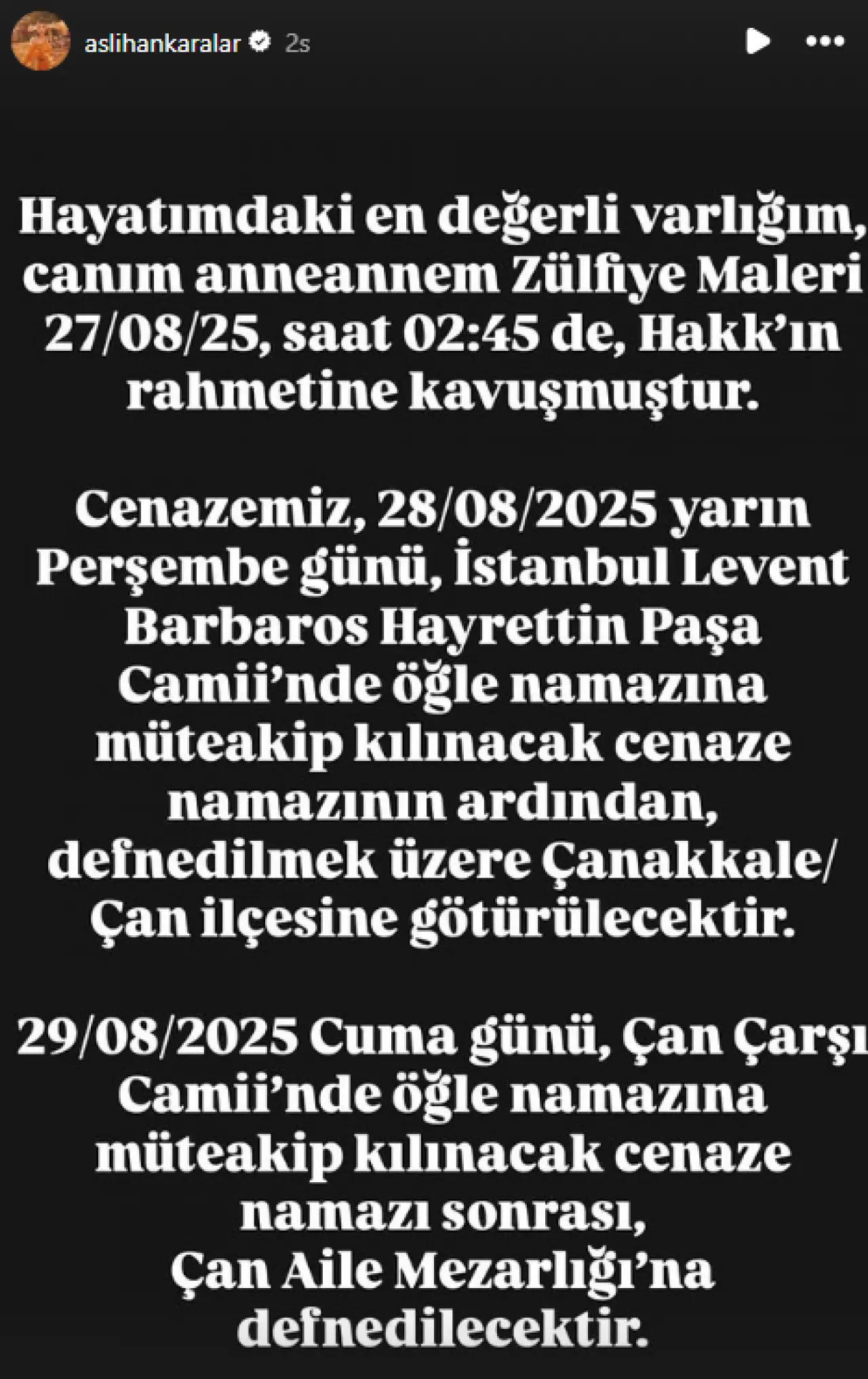 Ünlü oyuncunun anneannesi hayatını kaybetti! Aslıhan Karalar gözyaşlarıyla paylaştı 2