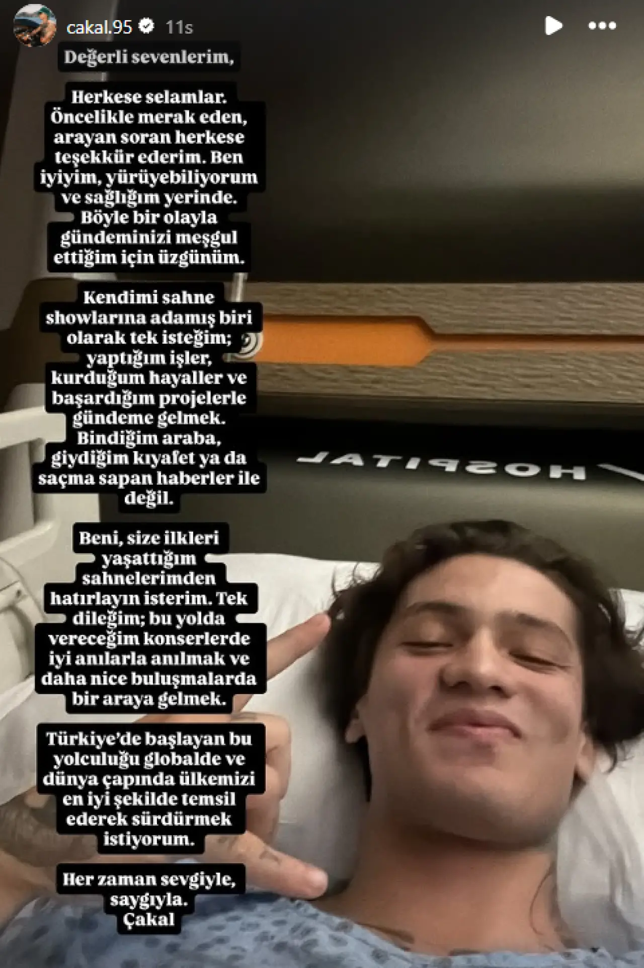 Kurşun yarasıyla değil, şarkılarıyla anılmak istedi! Çakal hastaneden paylaşım yaptı 2