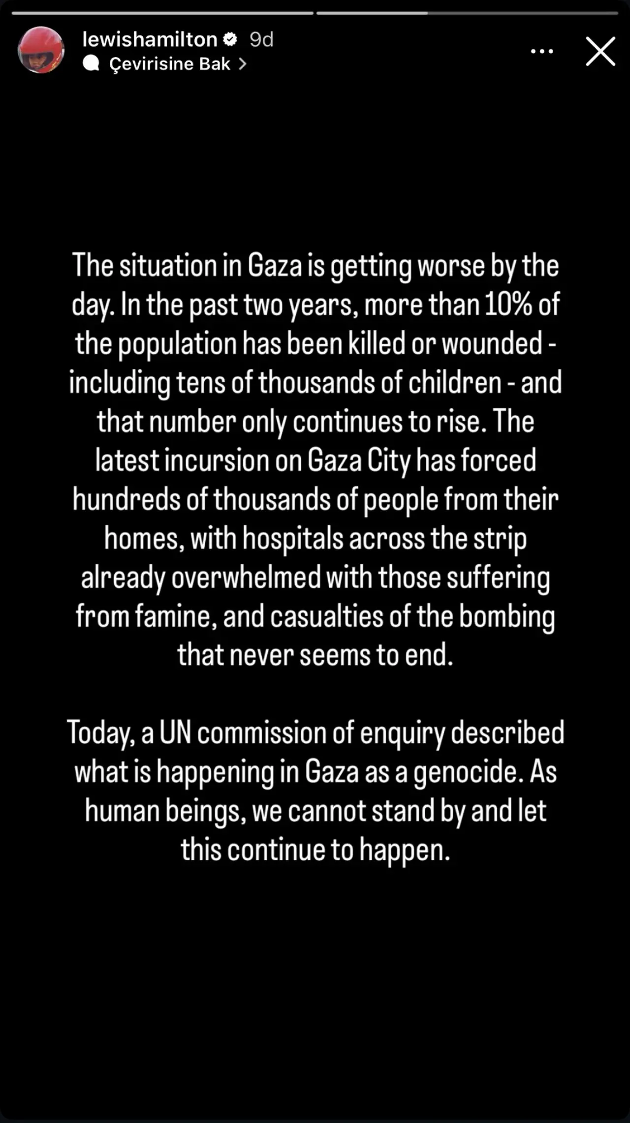 Lewis Hamilton’dan Gazze için acil yardım çağrısı: 'Seyirci kalamayız' 2