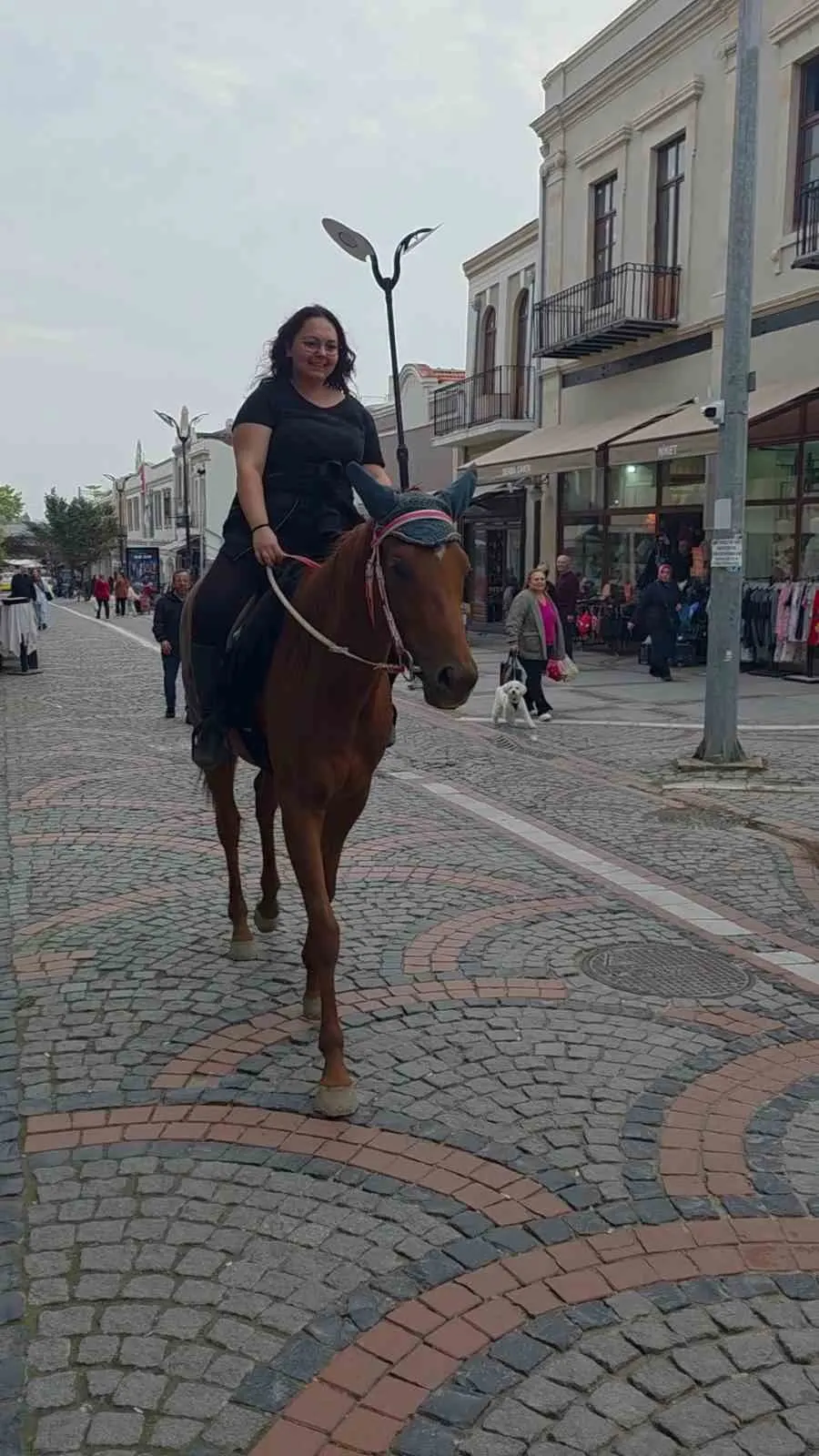 Edirne'de atıyla caddeye çıkan kadın vatandaşları şaşırttı 1