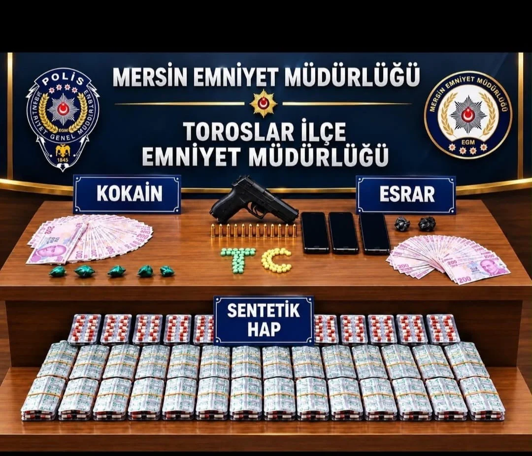 MERSİN'DE POLİSİN TORBACI OLARAK TABİR EDİLEN UYUŞTURUCU TACİRLERİNE YÖNELİK DÜZENLEDİĞİ...