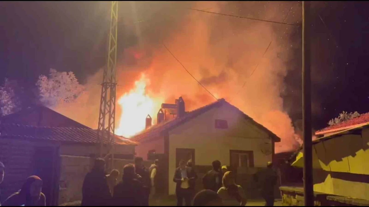 BOLU’NUN YUMRUKAYA KÖYÜNDE BİR EVDE ÇIKAN VE KISA SÜREDE BÜYÜYEREK BİTİŞİKTEKİ AHIR, SAMANLIK İLE...