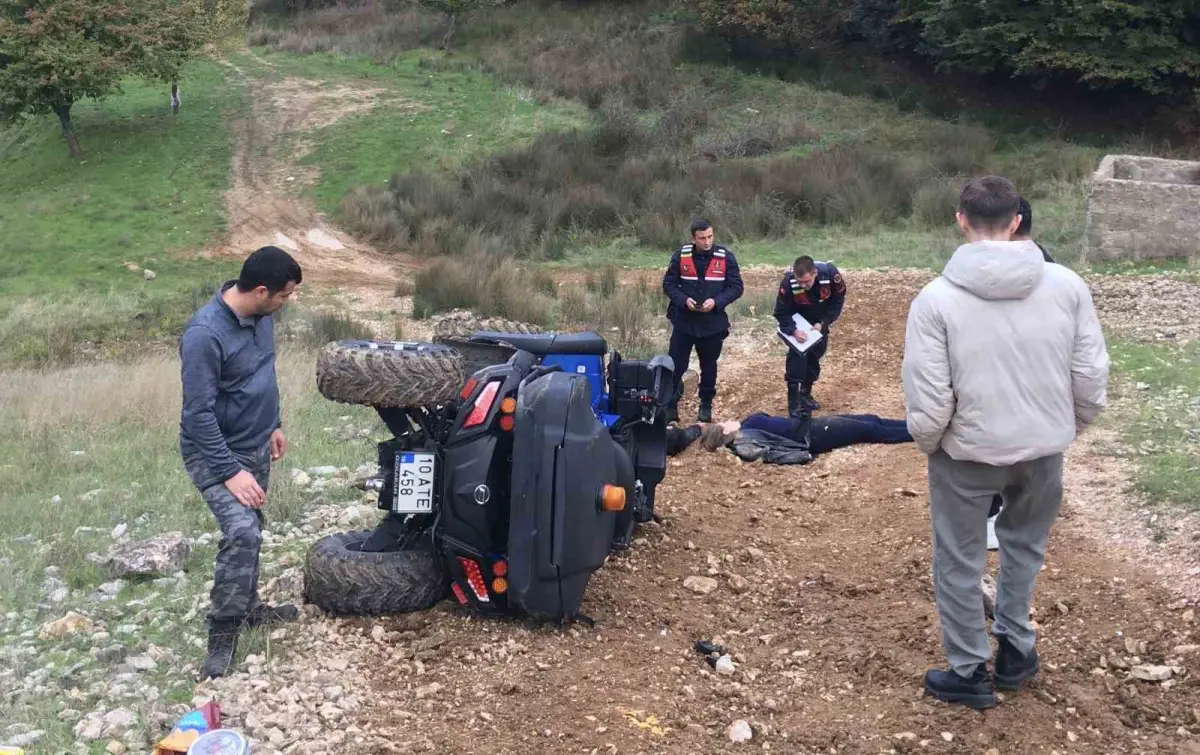 Erdek'te yamaçtan tırmanan ATV devrildi: 2 yaralı 1