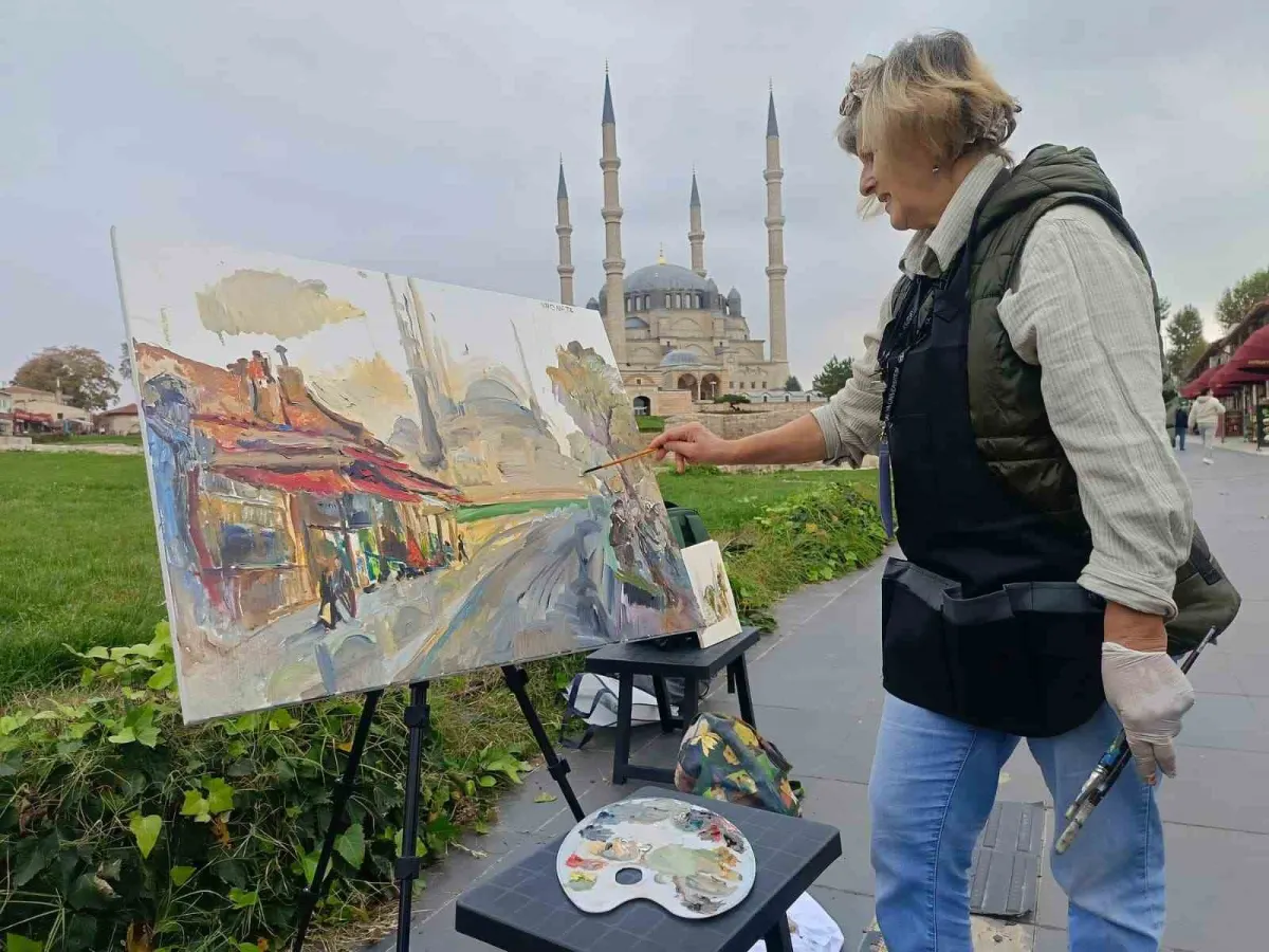 Balkan ressamları Selimiye Camii'nin ihtişamını Edirne'de tuvallere taşıdı 5