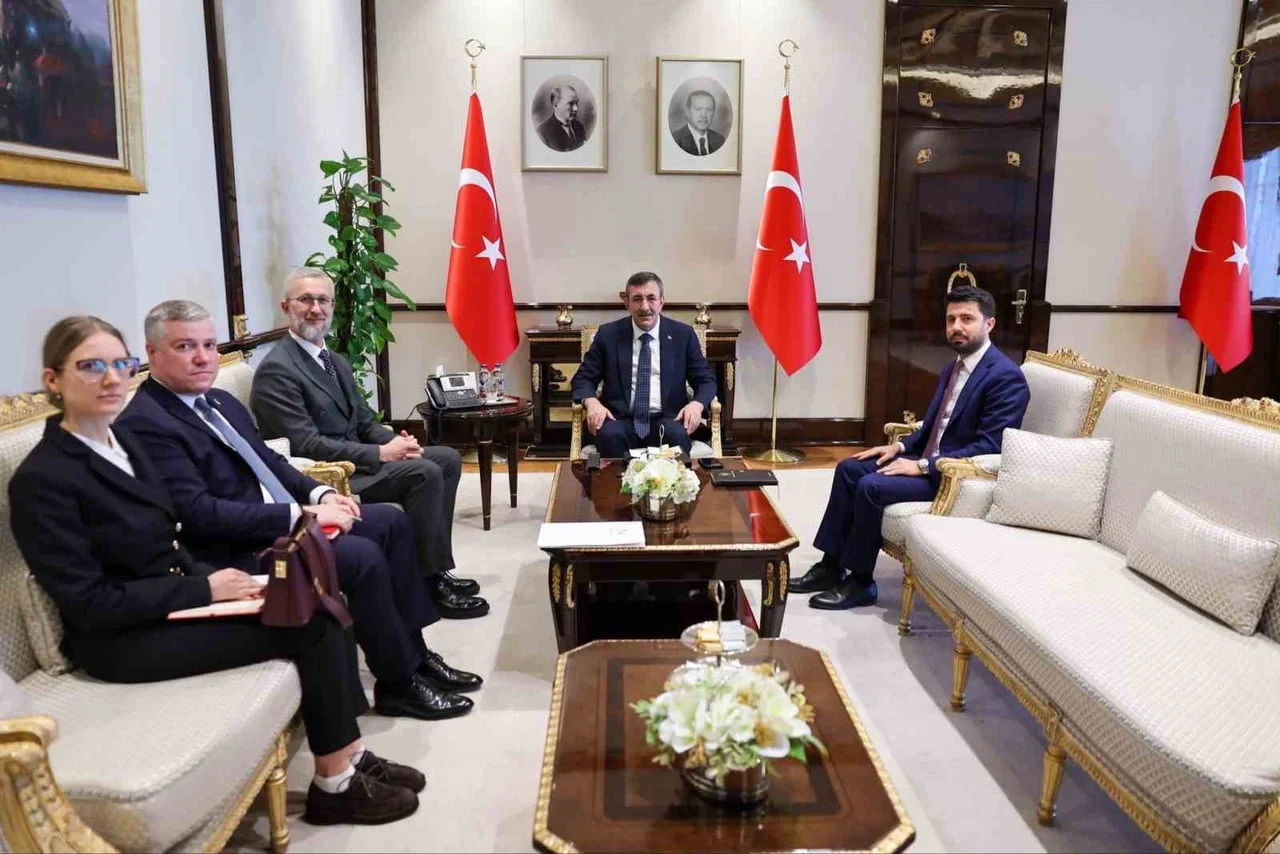 CUMHURBAŞKANI YARDIMCISI CEVDET YILMAZ UKRAYNA’NIN ANKARA BÜYÜKELÇİSİ NERİMAN CELAL İLE ARAYA...