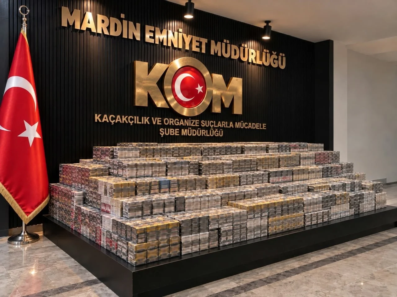 MARDİN'İN MİDYAT İLÇESİNDE DURDURULAN 2 AYRI ARAÇTA 12 BİN 900 PAKET KAÇAK SİGARA ELE...